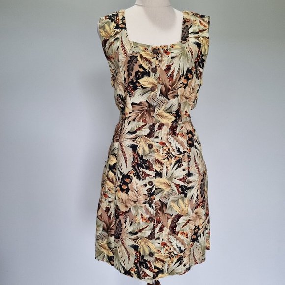 Dangerfield Neutral Multicolour Floral Paisley Sheath Dress Size 14 - Picture 2 of 7